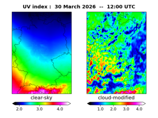 UV index map at 1200 UTC