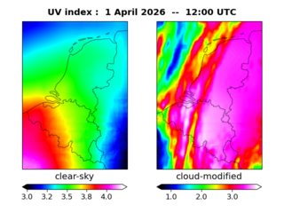 UV index map at 1200 UTC