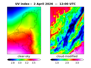 UV index map at 1200 UTC