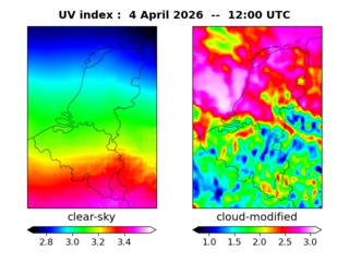 UV index map at 1200 UTC