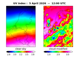 UV index map at 1200 UTC