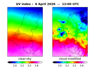 UV index map at 1200 UTC