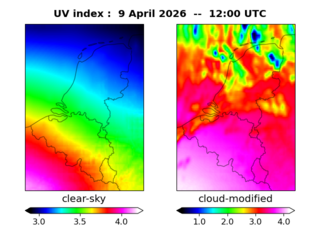 UV index map at 1200 UTC
