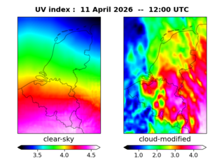 UV index map at 1200 UTC