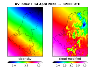UV index map at 1200 UTC