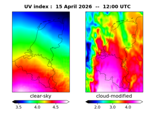 UV index map at 1200 UTC