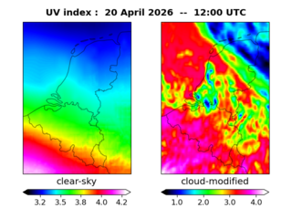 UV index map at 1200 UTC