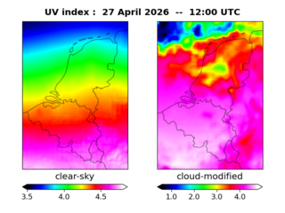 UV index map at 1200 UTC