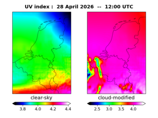 UV index map at 1200 UTC