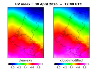 UV index map at 1200 UTC