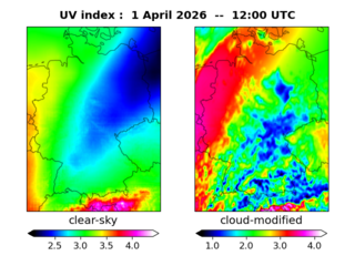 UV index map at 1200 UTC