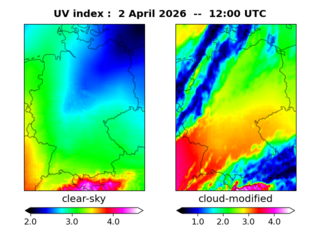 UV index map at 1200 UTC
