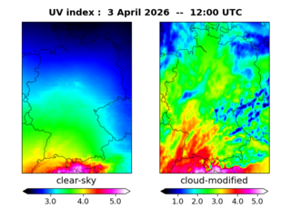 UV index map at 1200 UTC