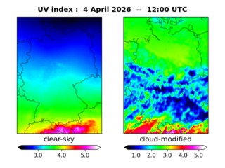 UV index map at 1200 UTC