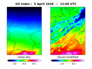 UV index map at 1200 UTC