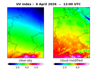 UV index map at 1200 UTC