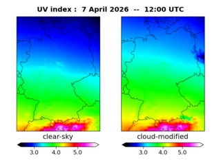 UV index map at 1200 UTC