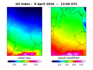 UV index map at 1200 UTC