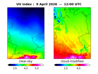 UV index map at 1200 UTC