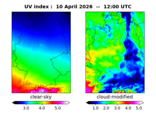 UV index map at 1200 UTC