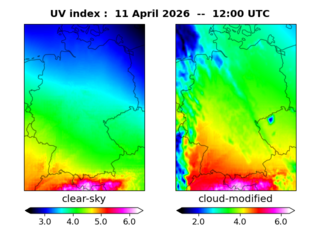 UV index map at 1200 UTC