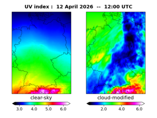 UV index map at 1200 UTC