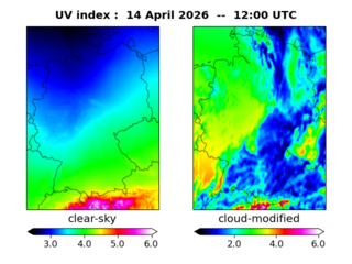 UV index map at 1200 UTC