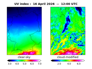 UV index map at 1200 UTC