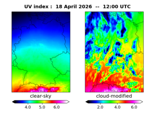UV index map at 1200 UTC