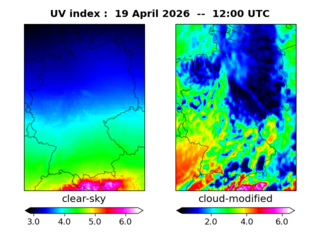 UV index map at 1200 UTC