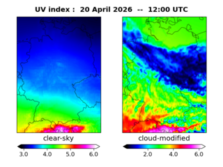 UV index map at 1200 UTC