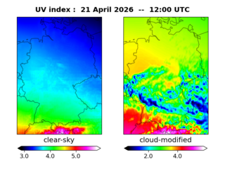 UV index map at 1200 UTC
