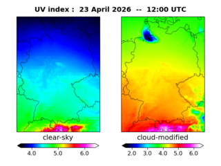 UV index map at 1200 UTC