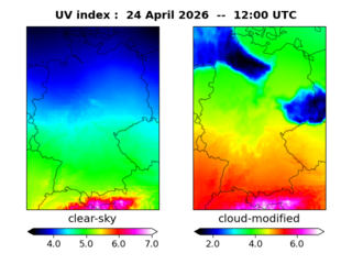 UV index map at 1200 UTC
