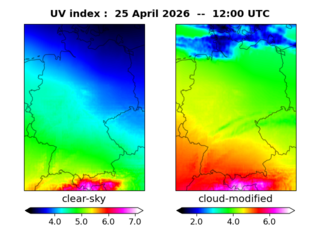 UV index map at 1200 UTC