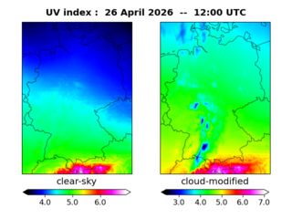 UV index map at 1200 UTC