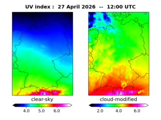 UV index map at 1200 UTC