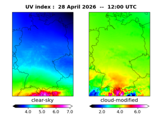 UV index map at 1200 UTC