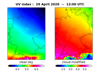 UV index map at 1200 UTC