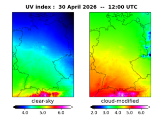 UV index map at 1200 UTC
