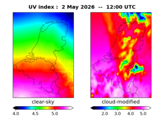 UV index map at 1200 UTC