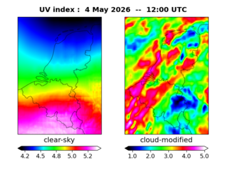 UV index map at 1200 UTC