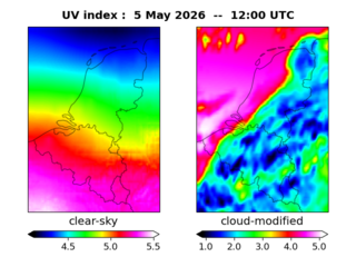UV index map at 1200 UTC