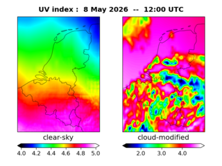 UV index map at 1200 UTC