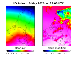 UV index map at 1200 UTC