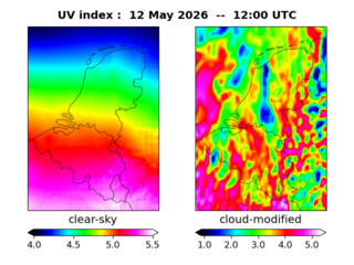 UV index map at 1200 UTC