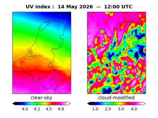 UV index map at 1200 UTC