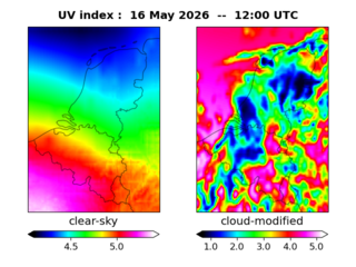 UV index map at 1200 UTC