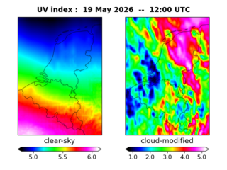 UV index map at 1200 UTC