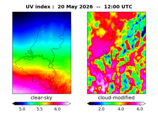 UV index map at 1200 UTC